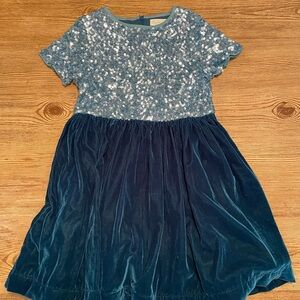 Mini Boden Girls Blue Sequin & Velvet Party Dress